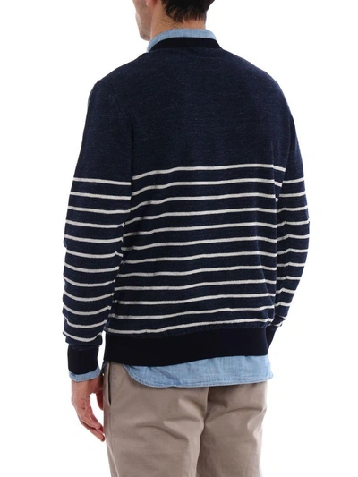 Shop Tod's Striped Jumper In Jeans