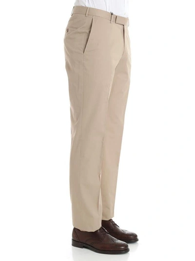 Shop Ermenegildo Zegna Trousers Cotton In Beige