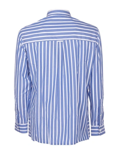 Shop Ami Alexandre Mattiussi Striped Summer Fit Shirt In Blue White