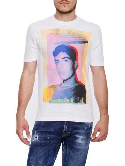 Shop Dsquared2 Printed T-shirt In Bianco