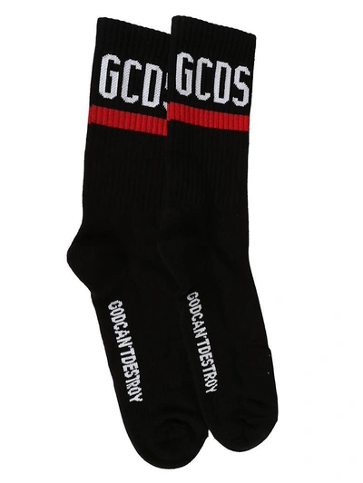 Gcds Printed Logo Socks In Black