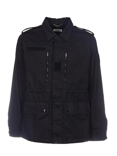 Shop Saint Laurent Sunset Patch Cargo Jacket In Nero