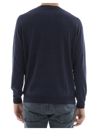 Shop Lanvin Blue Wool Sweatshirt
