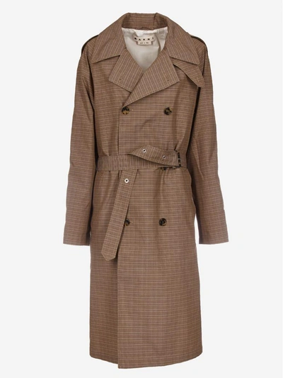 Shop Marni Double Breasted Coat In Marrone