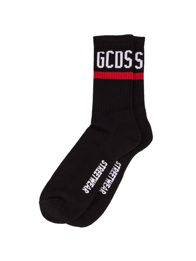Gcds Printed Logo Socks In Nero