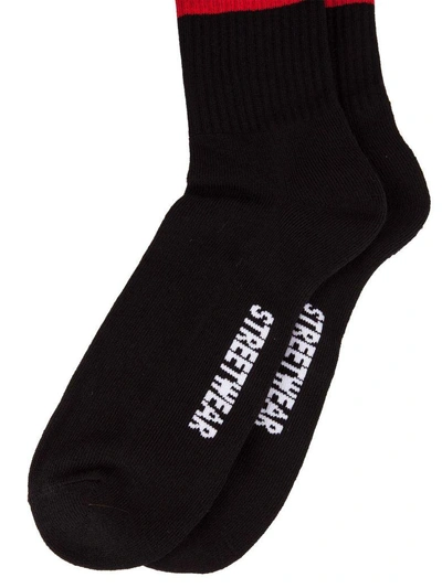 Gcds Printed Logo Socks In Nero