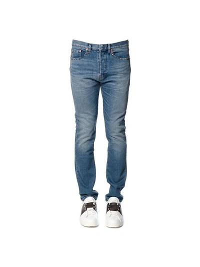Shop Valentino Rockstud Cotton Denim Jeans