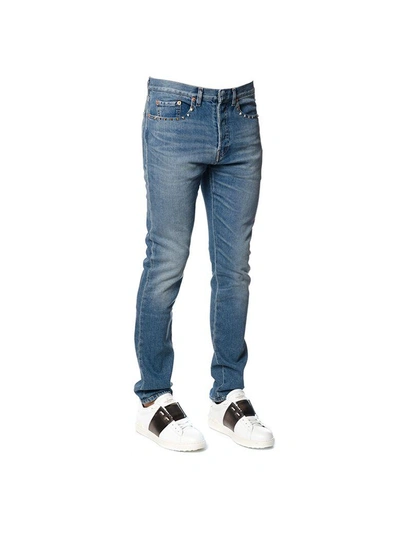 Shop Valentino Rockstud Cotton Denim Jeans