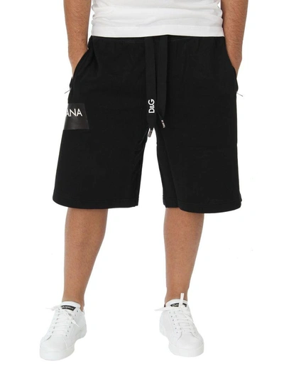 Shop Dolce & Gabbana Black Logo Bermuda Shorts