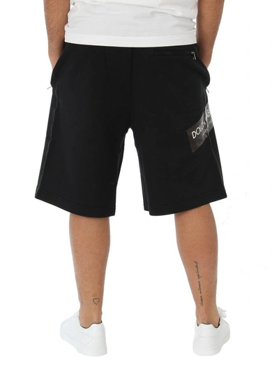 Shop Dolce & Gabbana Black Logo Bermuda Shorts