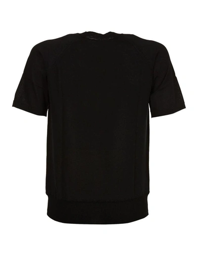 Shop Lanvin Ribbed Trim T-shirt In Nero