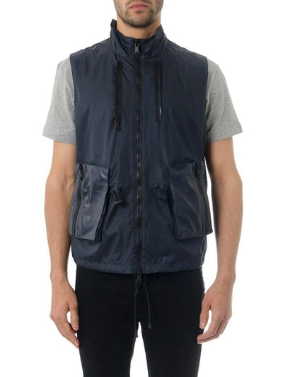 Shop Valentino Blu Casual Leather Jacket In Blu Navy