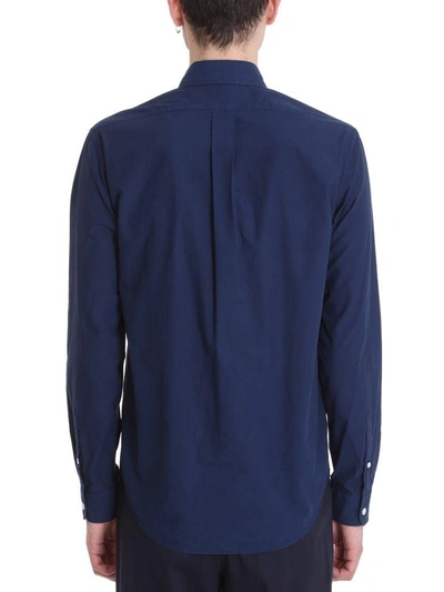 Shop Kenzo Tiger Crest Blue Cotton Shirt