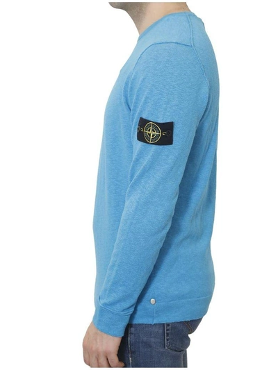 Shop Stone Island - Cotton Sweater In Light Blue