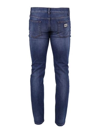 Shop Dolce & Gabbana Blue Jeans With Patch Detail