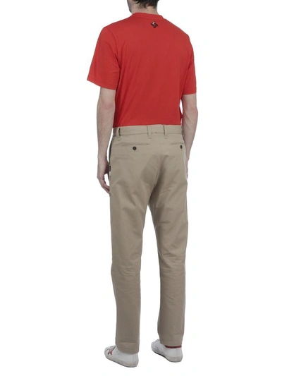 Shop Msgm Cotton Trousers In Beige