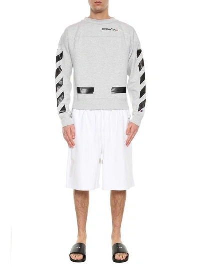 Shop Off-white Oversized Track Shorts In Bianco