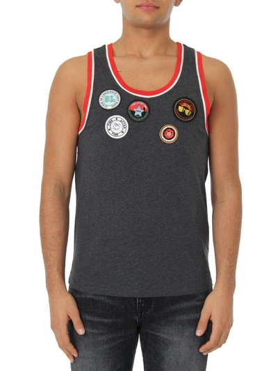 Shop Saint Laurent Anthracite Patches Tank Top In Grey