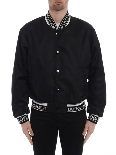 Shop Dolce & Gabbana #dglove Bomber Jacket In Nblack