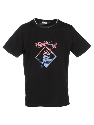 Shop Saint Laurent Paris Tshirt Paradise In Black