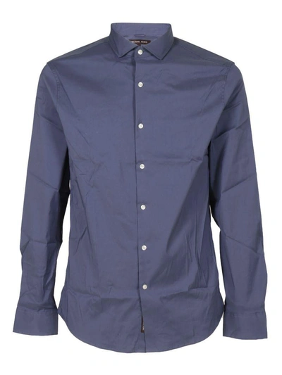 Shop Michael Michael Kors Michael Kors Slim-fit Leaf Shirt In Blue