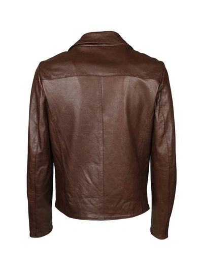 Shop Dacute Classic Leather Jacket In Brown