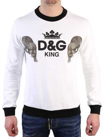 Shop Dolce & Gabbana White Logo Sweatshirt