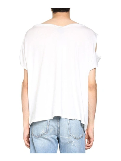 Shop Faith Connexion Tag Boat Destroyed Cotton T-shirt In Bianco
