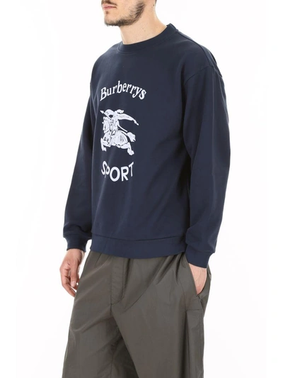 Shop Burberry Sweatshirt With Logo Print In Navy Blueblu