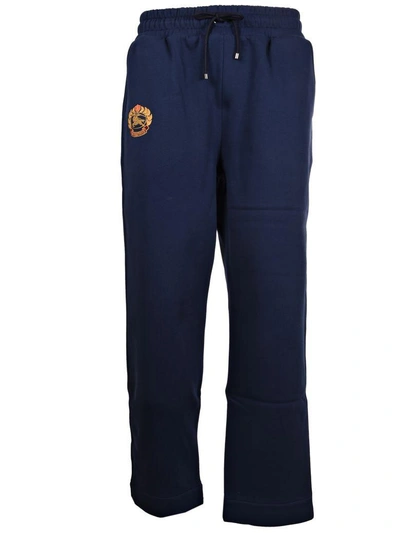 Shop Burberry Logo Crest Track Pants In Blue