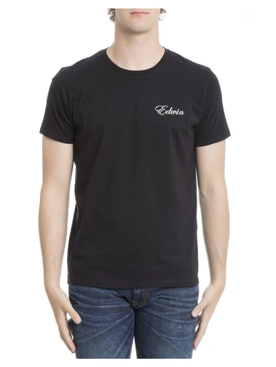Shop Edwin Black Cotton T-shirt