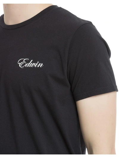 Shop Edwin Black Cotton T-shirt