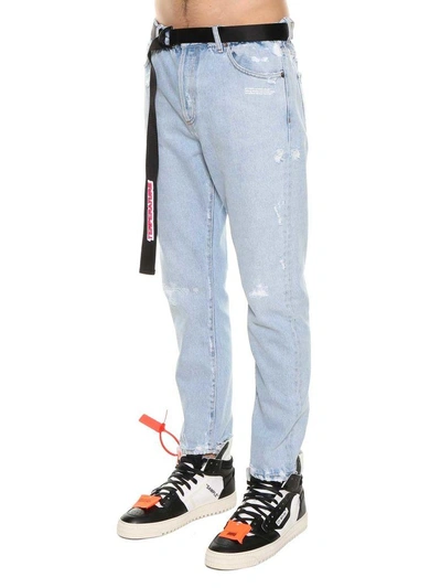 Shop Off-white Low Crotch 5 Pockets Jeans In Denim
