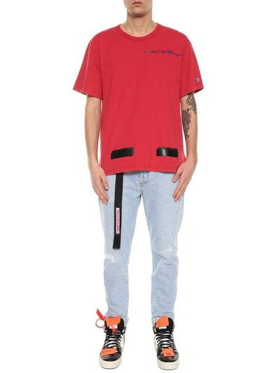Shop Off-white Low Crotch 5 Pockets Jeans In Denim