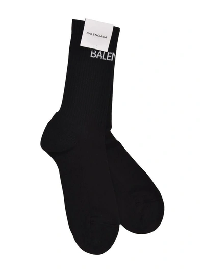 Shop Balenciaga Black Logo Socks