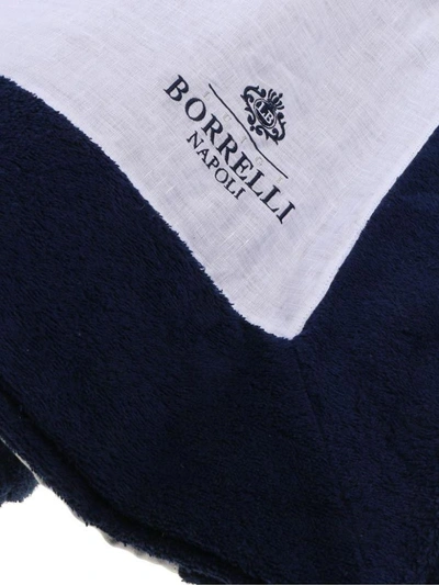 Shop Luigi Borrelli Logo Towel In Blue/white