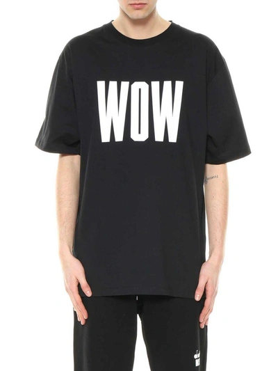 Shop Msgm Wow Printed T-shirt In Nero