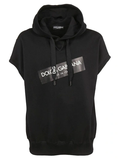 Shop Dolce & Gabbana Logo Tape Hoodie In Nero