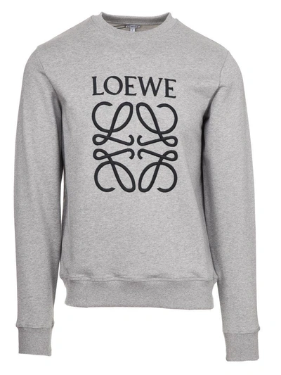 Shop Loewe Anagram Print Sweatshirt In Grey