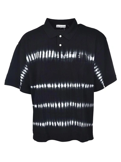 Oversized Tie Dye Stripe Polo Shirt In Black