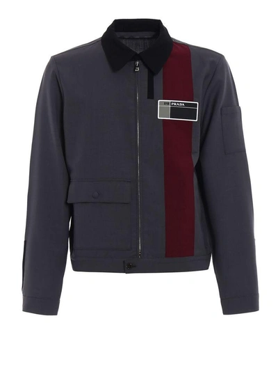 Shop Prada Zip-up Jacket In Ferro+amarena