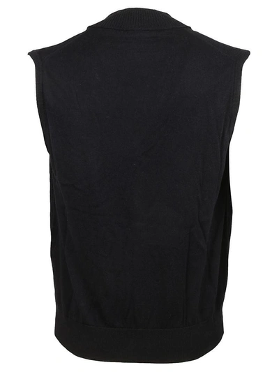 Shop Ballantyne Sleeveless Cardigan In Nero Navy