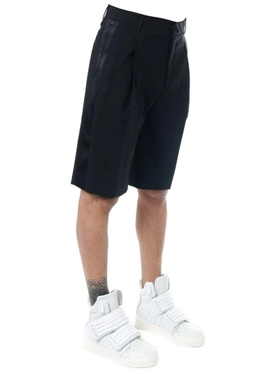 Shop Les Hommes Black Virgin Wool Shorts