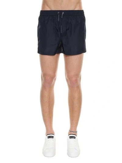 Shop Dolce & Gabbana Boxer Style Swim Shorts In Blu Scuro