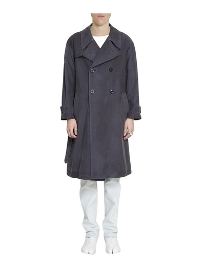 Shop Maison Margiela Waxed Cotton Trench Coat In Nero