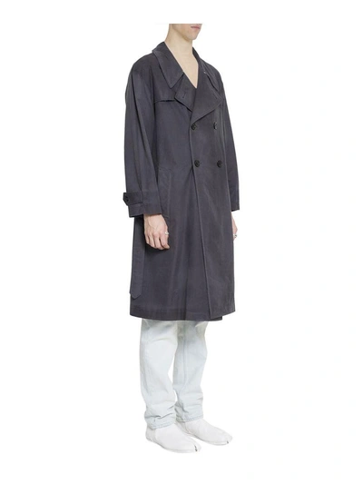 Shop Maison Margiela Waxed Cotton Trench Coat In Nero