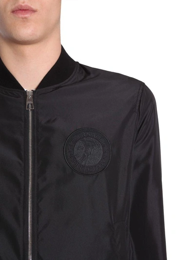 Shop Versace Bomber Jacket With Logo Patch In Nero