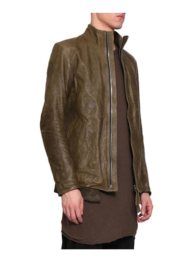 Shop Boris Bidjan Saberi Leather Jacket In Verde