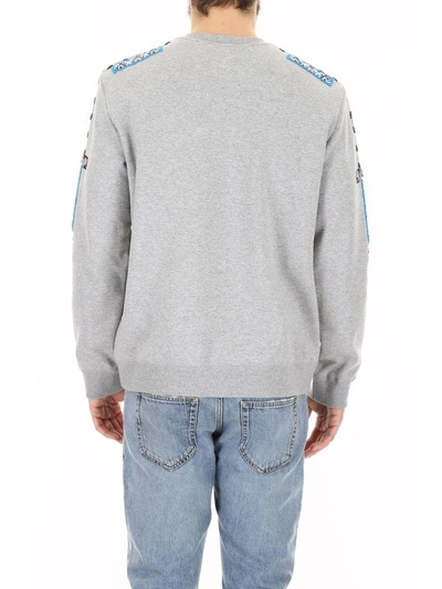 Shop Valentino Sweatshirt With Ethnic Embroidery In Grigio Melange (grey)