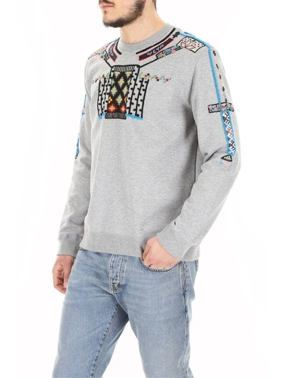 Shop Valentino Sweatshirt With Ethnic Embroidery In Grigio Melange (grey)